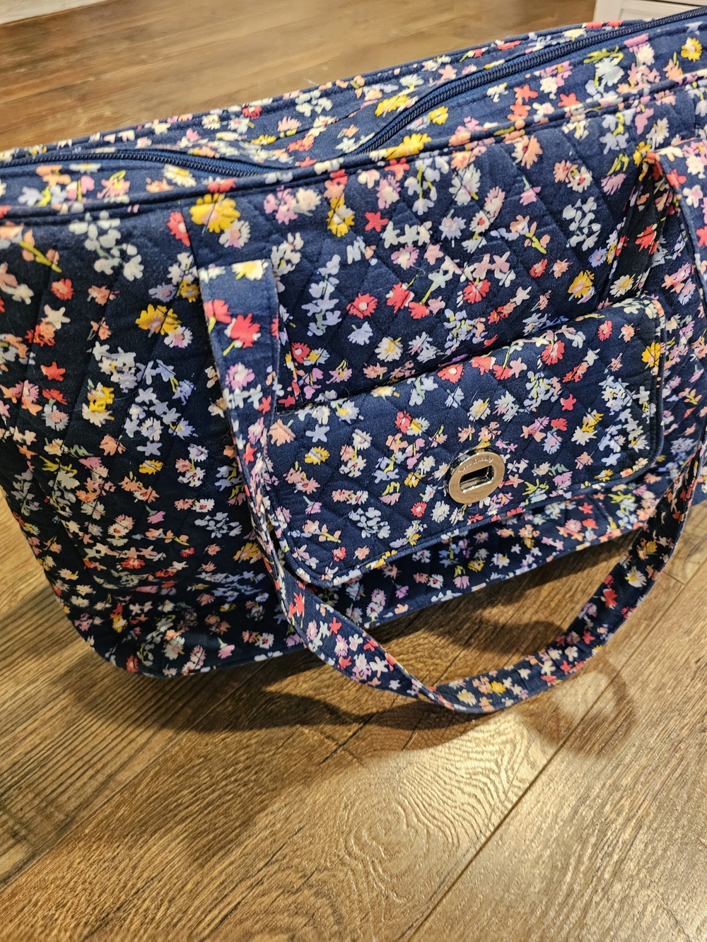 Vera Bradley Turn Lock Tote in the vibrant "Scattered Wildflowers"